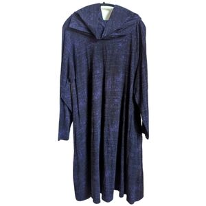 KALIYANA Purple & Black Lagenlook Cowlneck Cotton Midi Dress Size Large / 2